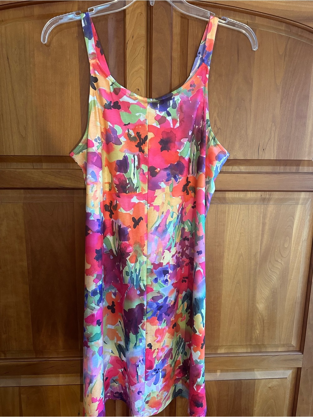 Bright Colorful Cotton Knit Strappy Sundress, Size L, 19.5" P-T-P, NWT, Unworn